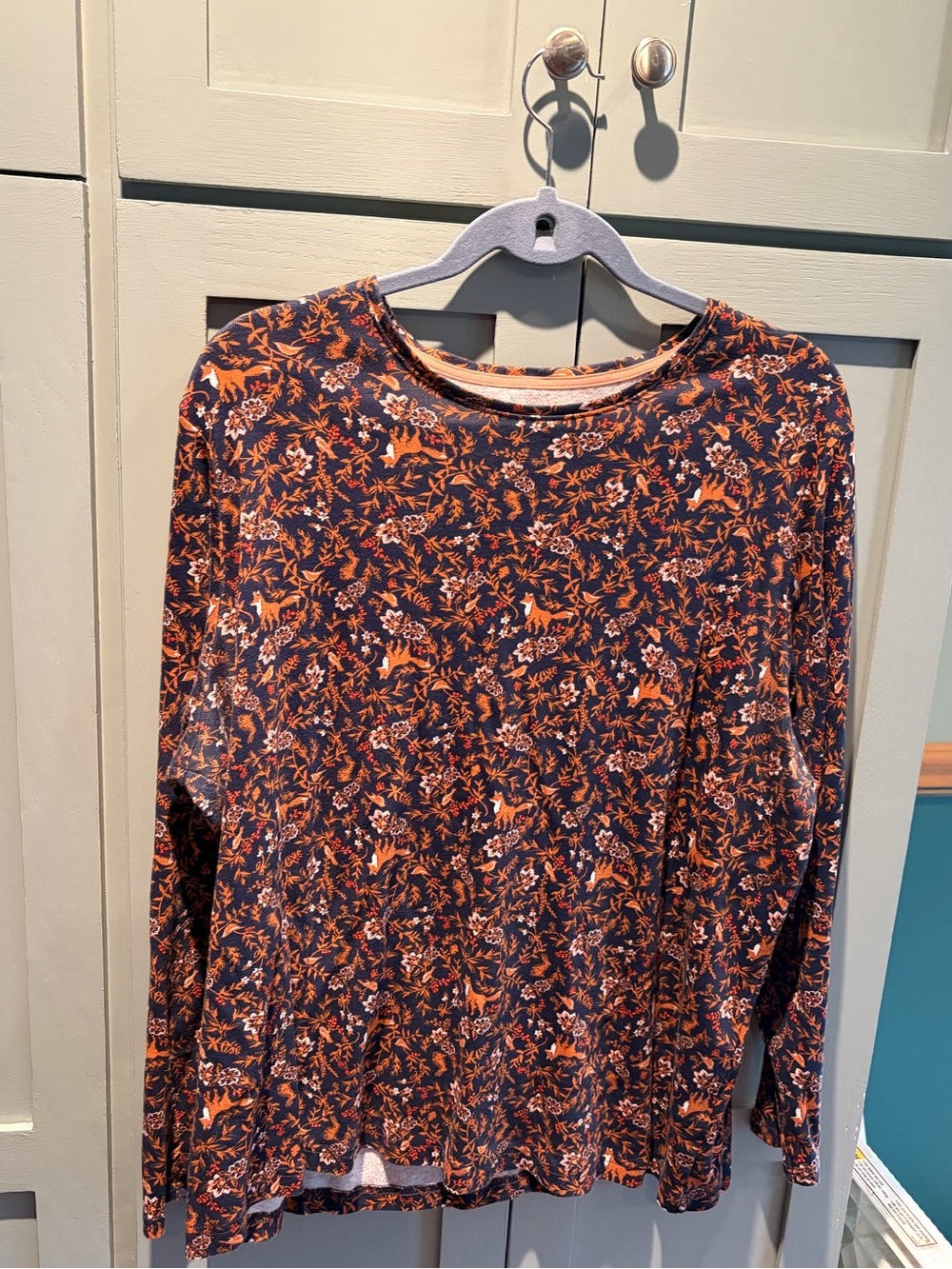 Craft &. Burrows Long Sleeve Floral Tee - Orange & Navy